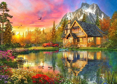 Bluebird Mountain Hut 500 pieces - Jigsaw Puzzle - Main image