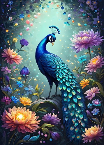 BLUEBIRD Flowers and peacock 500 pieces - Jigsaw Puzzle - Main image