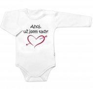 Baby Nellys long sleeve body Hello I'm here! White size 68 - Bodysuit for Babies