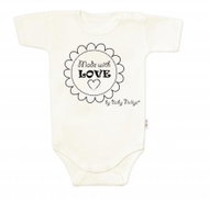Baby Nellys short sleeve body Made with love ecru size 68 - Bodysuit for Babies