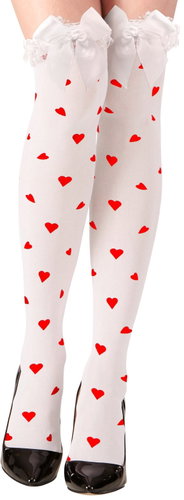 Widmann Women's white knee high socks with hearts and bow - Costume Accessory - Main image