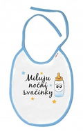 Baby Nellys Waterproof bib I love night snacks, cm - white with blue trim - Bib