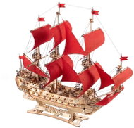     BusyKids Storm of the Seas 3D dřevěná loď, red - Wooden Puzzle
