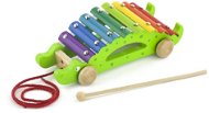 Drevený ťahací xylofón – krokodíl - Hudobná hračka