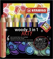 STABILO Barevné tužky "Woody ARTY 3 in 1", 6 různých barev, kulatá, silná, STABILO - Pastelky