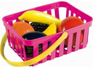 Androni Einkaufskorb mit Obst - 6 Stück, rosa - Einkaufskorb für Kinder