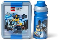 Desiatový box LEGO City svačinová sada (fľaša a box) – modrá - Svačinový box