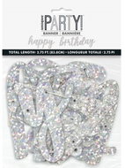 Banner Happy Birthday, black-silver - holo - Party Accessories