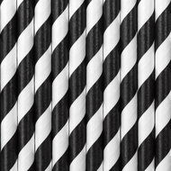 Paper straws, black and white, 10pcs - Straw