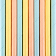 Paper straws, mix of colours, 10pcs - Straw