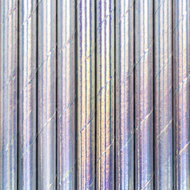 Paper straws, silver, 10pcs - Straw