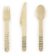 Wooden Cutlery, Black Pattern, 18 pcs - Cutlery Set
