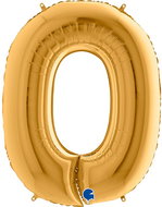 Foil Balloon, 102cm, number "0", Gold - Balloons