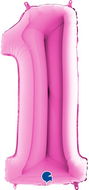 Foliový balónek, 102cm, číslice "1", růžový - Balonky