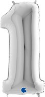 Foil Balloon, 102cm, Number "1", Silver - Balloons