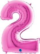 Foliový balónek, 102cm, číslice "2", růžový - Balonky