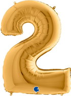 Foil Balloon, 102cm, Number "2", Gold - Balloons