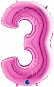 Foil Balloon, 102cm, Number "3", Pink - Balloons