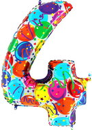 Foil Balloon, 102cm, Number "4", Coloured - Balloons