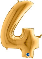 Foil Balloon, 102cm, Number "4", Gold - Balloons