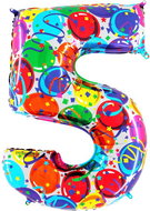 Foil Balloon, 102cm, Number "5", Coloured - Balloons