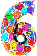 Foil Balloon, 102cm, Number "6", Coloured - Balloons