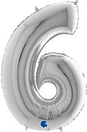 Foil balloon, 102cm, Number "6" Silver - Balloons