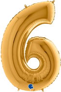 Foil balloon, 102cm, number "6", gold - Balloons