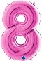 Foil Balloon, 102cm, Number "8", Pink - Balloons