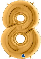 Foil Balloon, 102cm, Number "8", Gold - Balloons