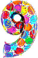 Foil Balloon, 102cm, Number "9", Coloured - Balloons