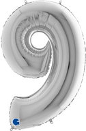 Foil balloon, 102cm, number "9", silver - Balloons