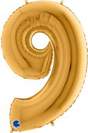Foil Balloon, 102cm, Number "9", Gold - Balloons