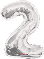 Foil Balloon, 35cm, Number "2", Silver - Balloons