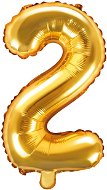 Foil Balloon, 35cm, Number "2", Gold - Balloons