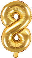 Foil Balloon, 35cm, Number "8", Gold - Balloons