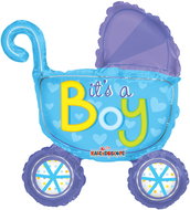 Foil Balloon, 35cm, Pram, Boy - Balloons