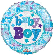 Foil Balloon, 45cm, Circle, Baby Boy - Balloons