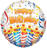 Foil Balloon, 46cm, Circle, Happy Birthday Cake and Candles - Balloons