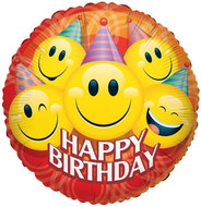 Foil Balloon  46cm, Circle, Birthday Party Smilies - Balloons