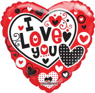 Foil balloon, 46cm, heart, i love you hearts - Balloons