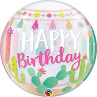 Foil Balloon, 56cm, Plastic, Happy Birthday, Cactus, Llama - Balloons