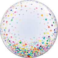 Foil balloon, 61cm, plastic, transparent, with coloured confetti - Balloons