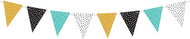 Garland, 1.3 m, Dino, flags, mix of colours - Garland