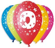 Inflatable Balloons, 30cm, Number "0", Mixed Colours, 5pcs - Balloons