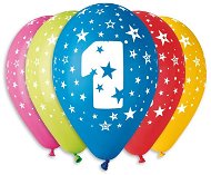 Inflatable Balloons, 30cm, Number "1", Mixed Colours, 5pcs - Balloons