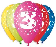 Inflatable Balloons, 30cm, Number "3", Mixed Colours, 5pcs - Balloons
