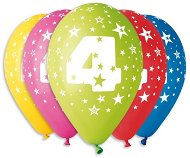 Inflatable Balloons, 30cm, Number "4", Mixed Colours, 5pcs - Balloons