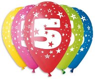 Inflatable Balloons, 30cm, Number "5", Mixed Colours, 5pcs - Balloons