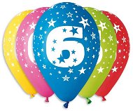 Inflatable Balloons, 30cm, Number "6", Mixed Colours, 5pcs - Balloons